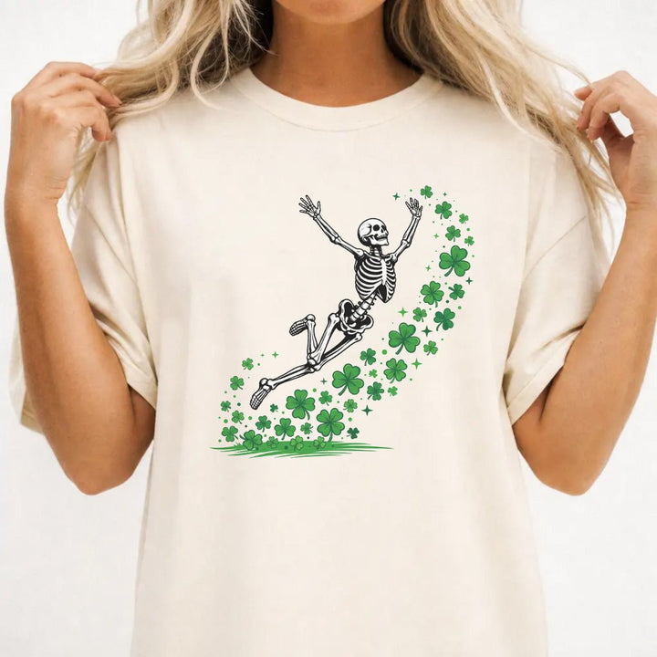 St Patricks Day Skeleton Clover Women&
