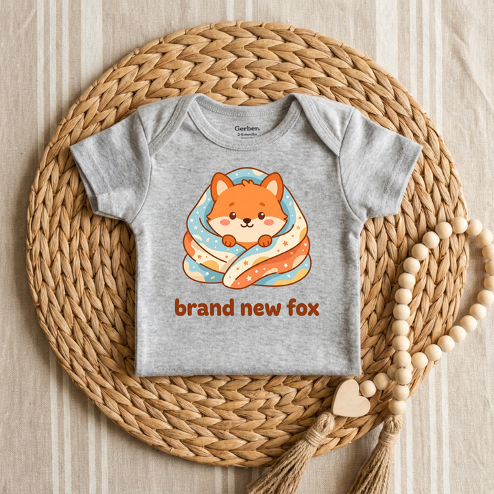 Starry Night Baby Fox Baby Onesie® in Grey — Okum Tees