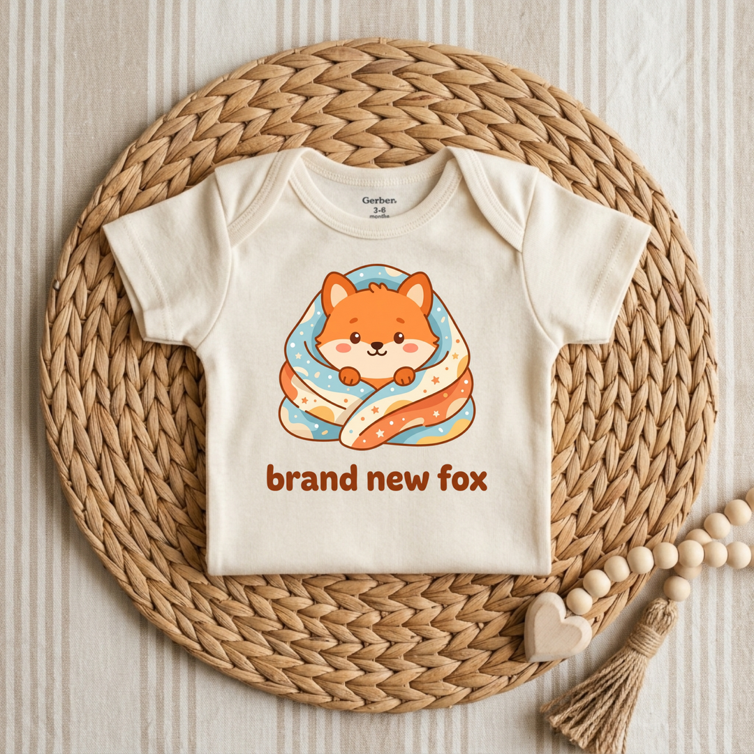 Starry Night Baby Fox Baby Onesie® in Natural — Okum Tees