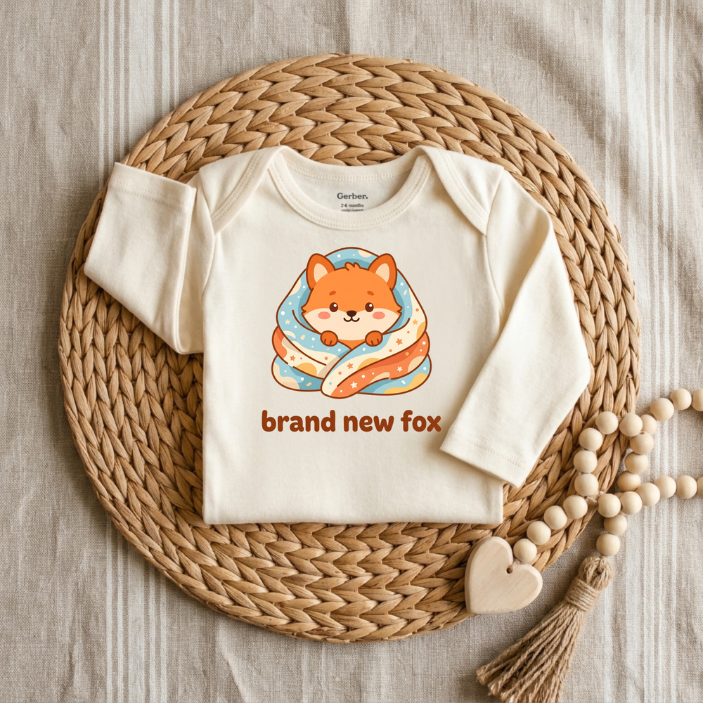 Starry Night Baby Fox Baby Onesie® in Natural — Okum Tees