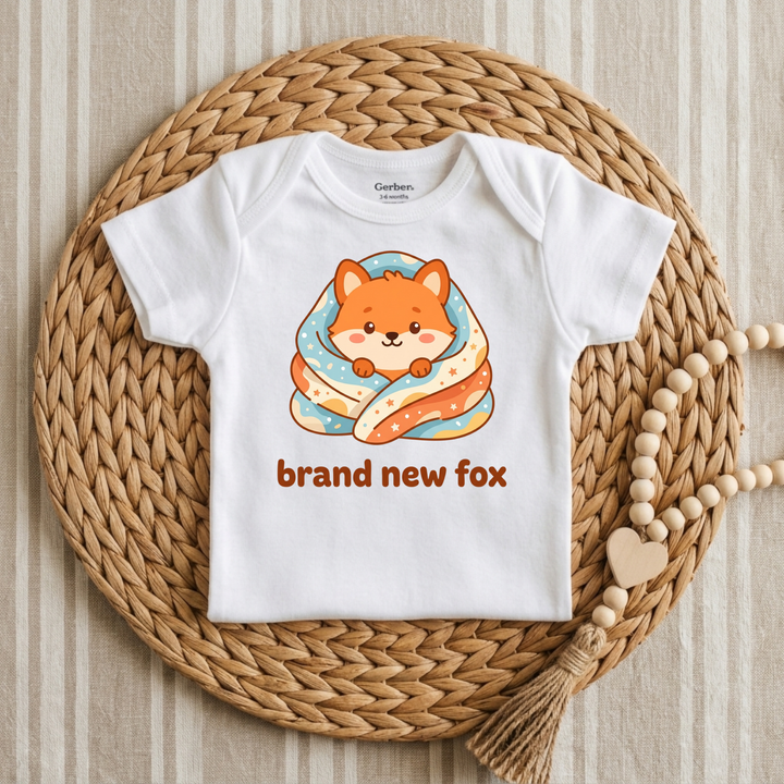 Starry Night Baby Fox Baby Onesie® in White — Okum Tees