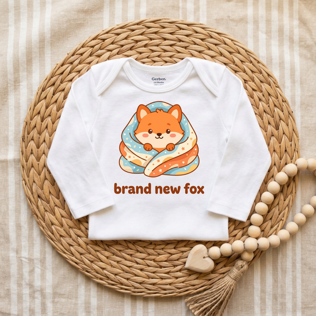 Starry Night Baby Fox Baby Onesie® in White — Okum Tees