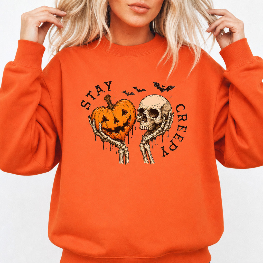 Stay Creepy Halloween Sweatshirt in Orange — Okum Tees