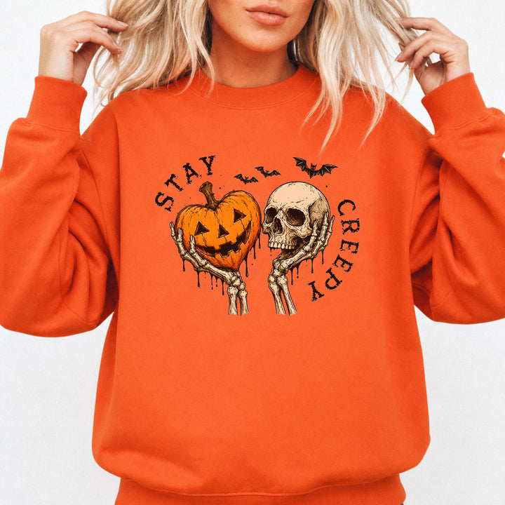 Stay Creepy Halloween Sweatshirt in Orange — Okum Tees
