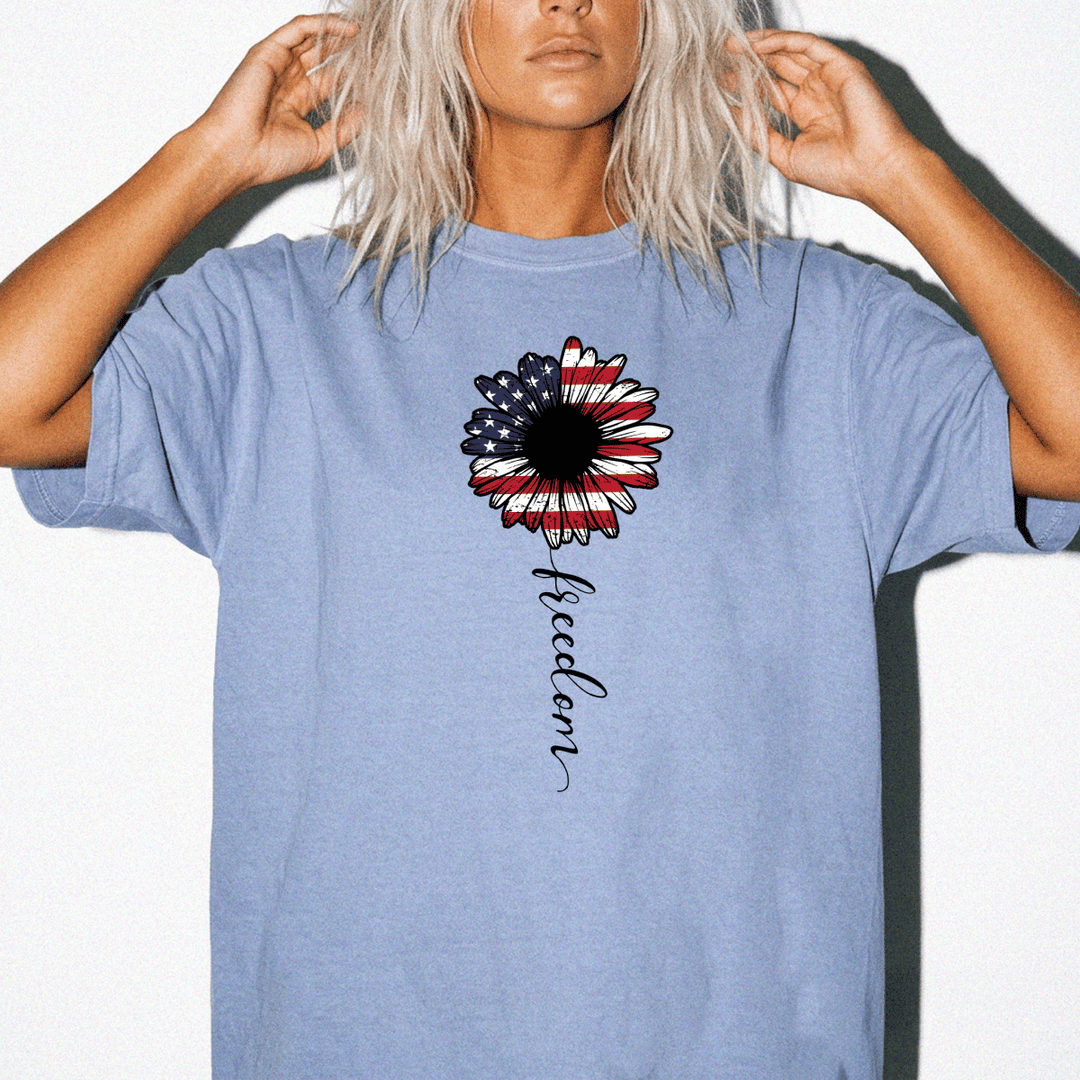 Sunflower Freedom American Flag Shirt - Okum Tees