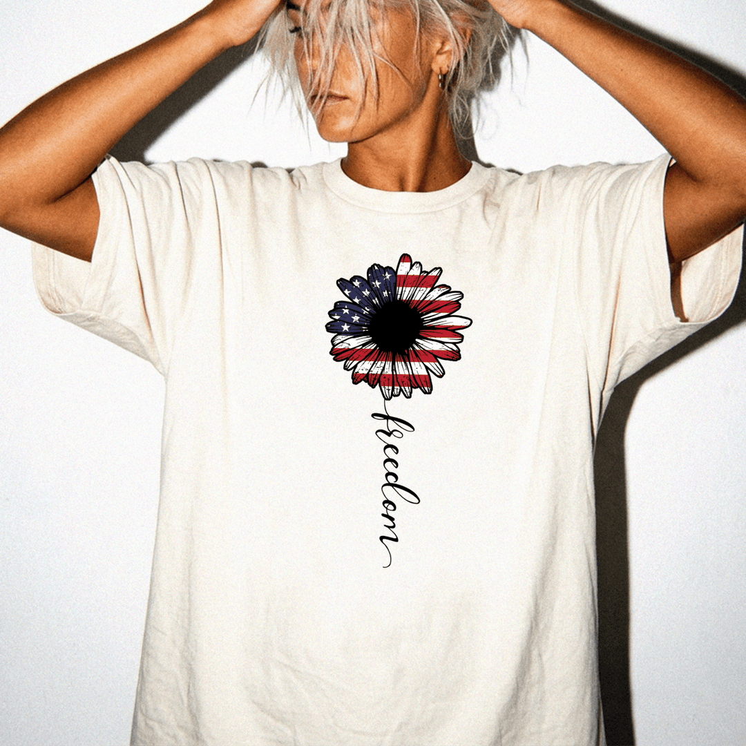 Sunflower Freedom American Flag Shirt - Okum Tees