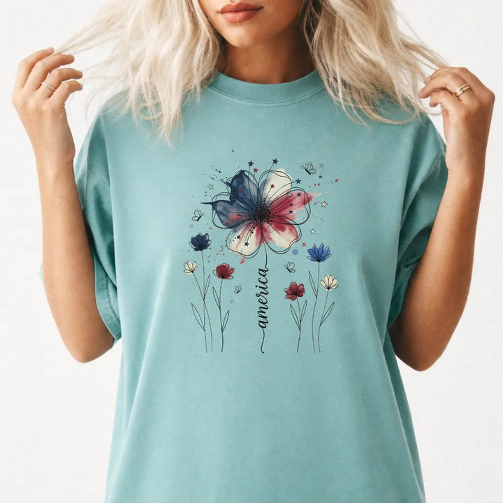 Sunflower Freedom American Flag Shirt - Okum Tees