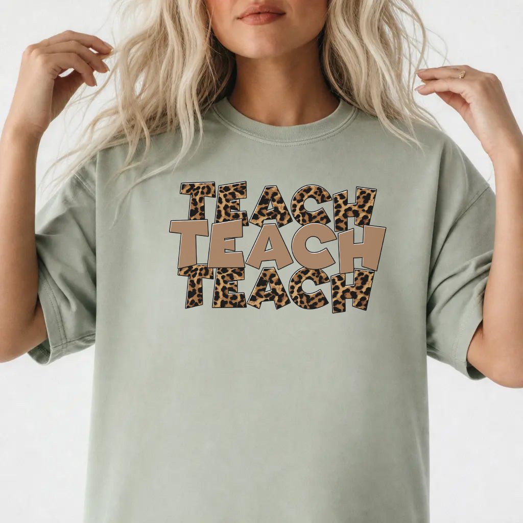 Trendy Leopard Teach Shirt - Stylish Teacher Pride Clothing - Bay - T-Shirt - Okum Tees