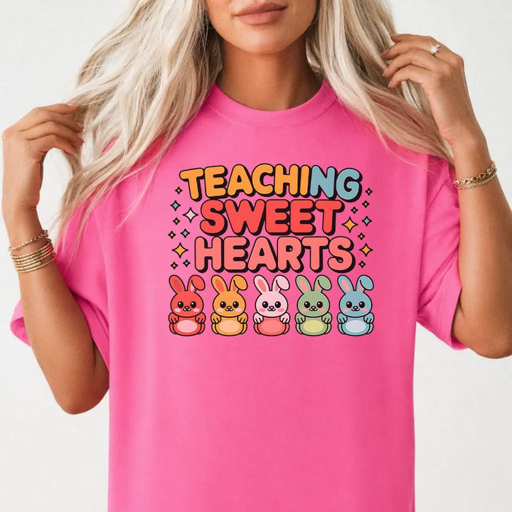 Teaching Sweet Hearts Bunny Shirt - Okum Tees