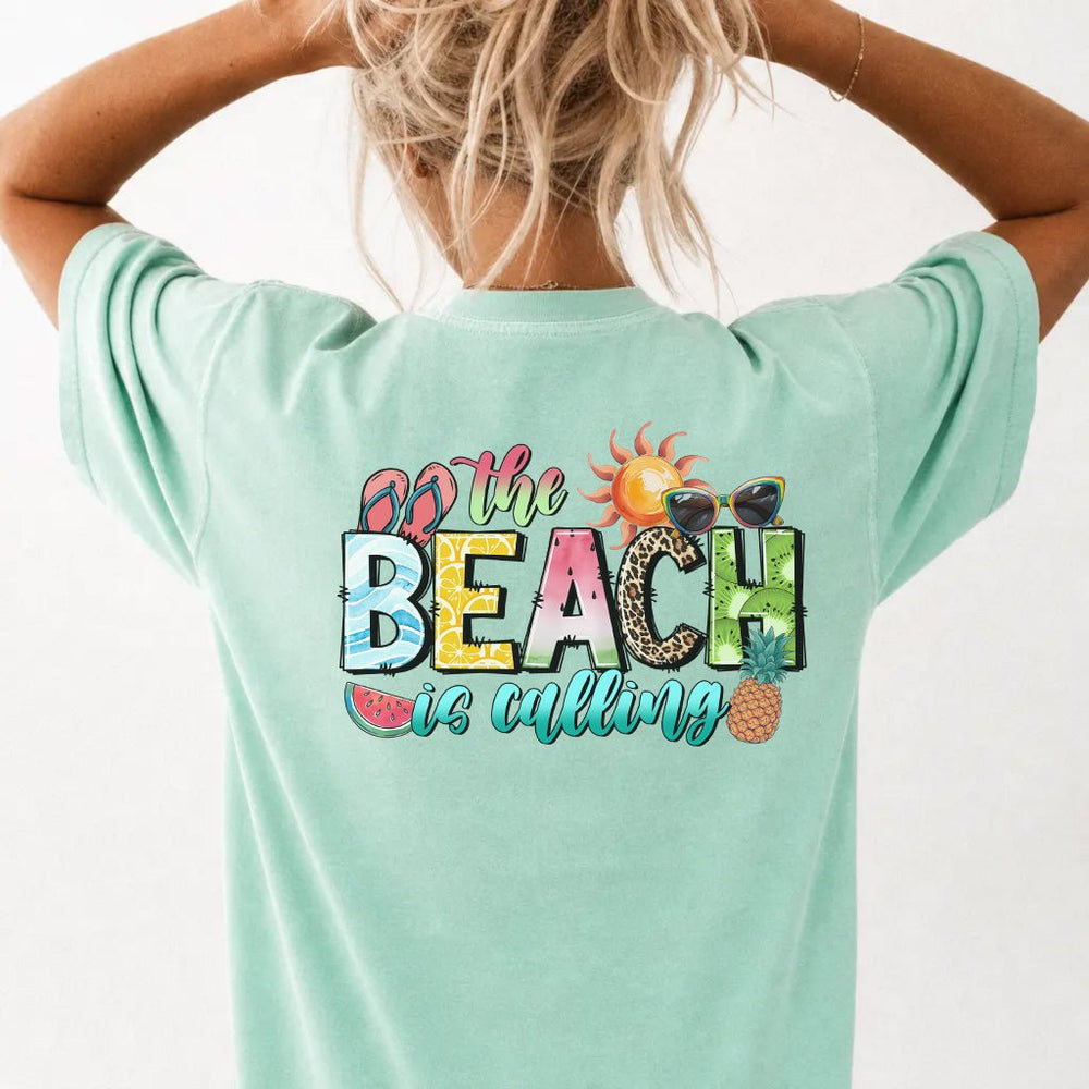 The Beach is Calling Back Print Tee - Okum Tees
