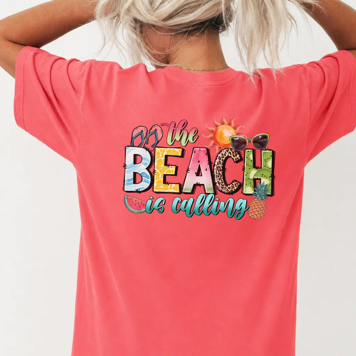The Beach is Calling Back Print Tee - Okum Tees