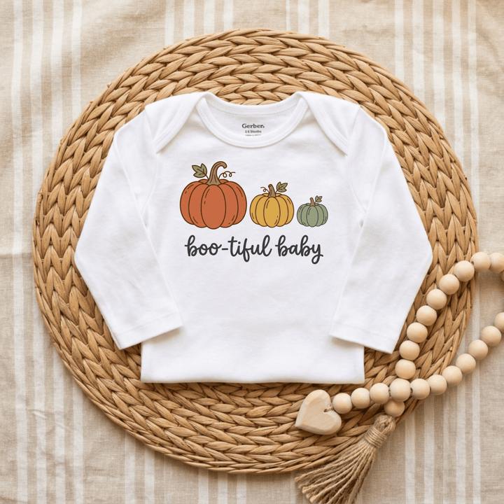 Three Little Pumpkins in a Row Baby Onesie® | Cute Baby Gift - Okum Tees
