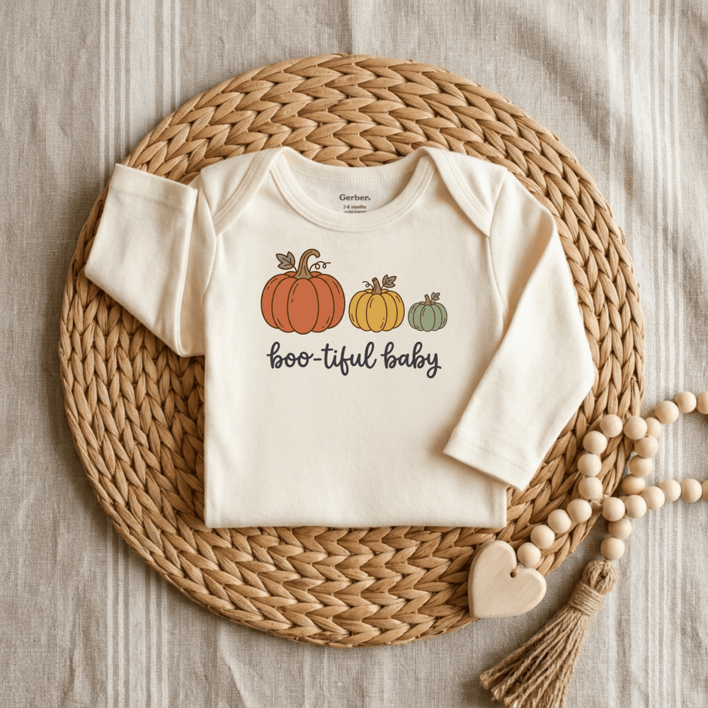 Three Little Pumpkins in a Row Baby Onesie® | Cute Baby Gift - Okum Tees