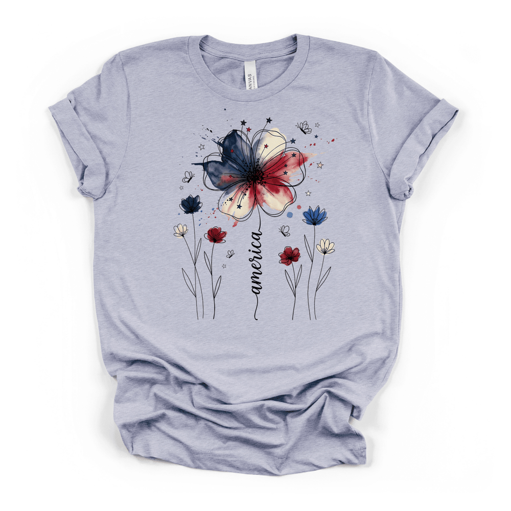Watercolor Floral America Shirt - Okum Tees